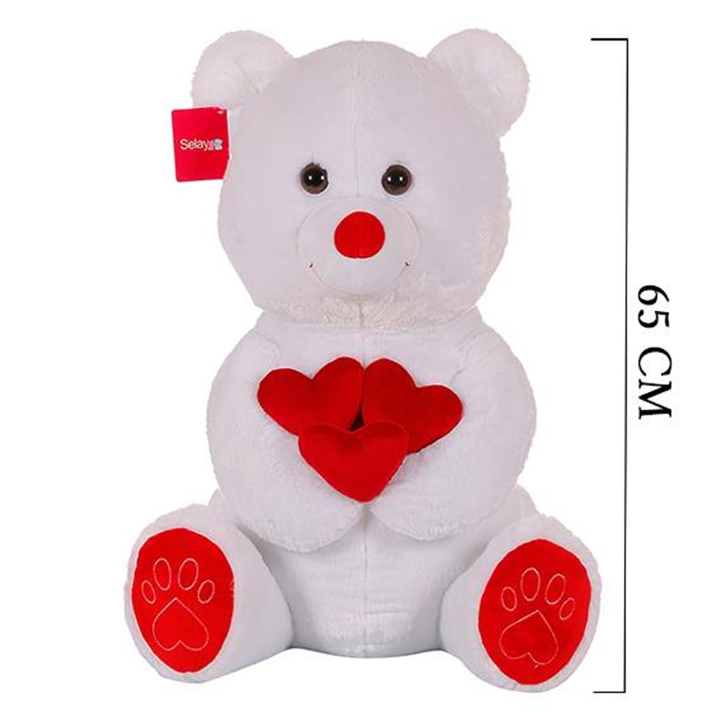1011 KALPLİ SEVİMLİ AYI 65 CM-BEYAZ