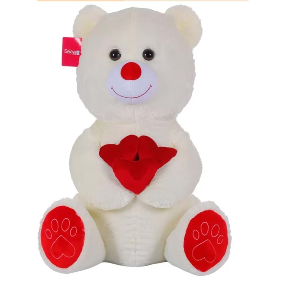 1011 KALPLİ SEVİMLİ AYI 65 CM-EKRU
