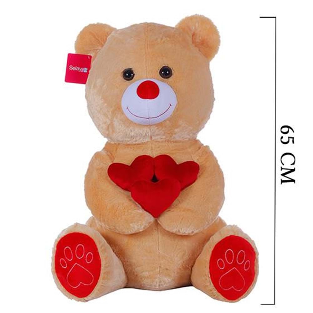 1011 KALPLİ SEVİMLİ AYI 65 CM-KAHVERENGİ