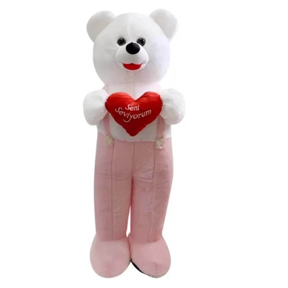 1074 KALPLİ TULUMLU AYICIK 50 CM-PEMBE