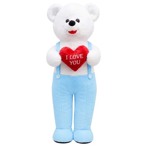 1075 KALPLİ TULUMLU AYICIK 75 CM-MAVİ