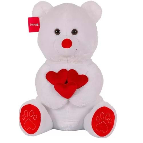 1011 KALPLİ SEVİMLİ AYI 65 CM-BEYAZ