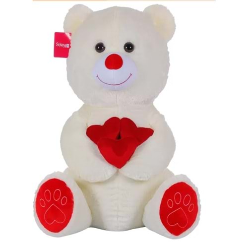 1011 KALPLİ SEVİMLİ AYI 65 CM-EKRU