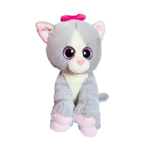 1439 PARLA KEDİ 30 CM-GRİ